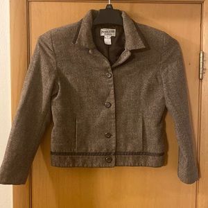 Pendleton Vintage Button Up Tweed Jacket Blazer Leather Wool Portland Size 6